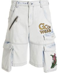 Gcds - Bleached Embroidered Ultracargo' Bermuda Shorts - Lyst
