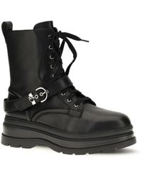 Pinko - Eva Lace-Up Leather Ankle Boots - Lyst