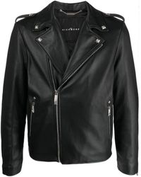 John Richmond - Leather Jacket With Print On The Back - Lyst