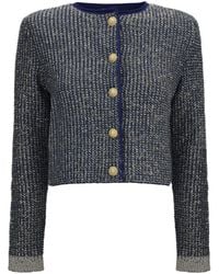 Balmain - Quilted Sequin Cardigan With Decorative Buttons - Lyst