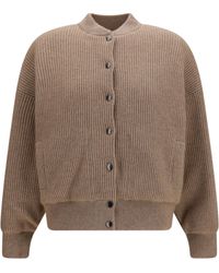 Brunello Cucinelli - Ribbed Cashmere Bomber Kashmir/Capra Hircus Knitwear - Lyst