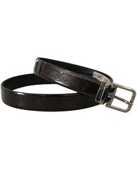 Dolce & Gabbana - Black Leather Vernice Metal Buckle Belt - Lyst