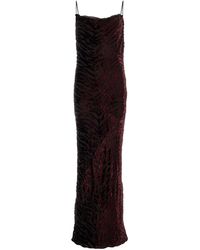 Saint Laurent - Printed Viscose Blend Long Dress - Lyst