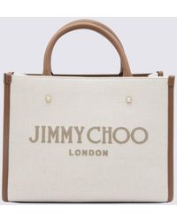 Jimmy Choo - Natural And Taupe Canvas Avenue Tote Bag - Lyst