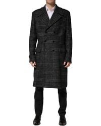 Dolce & Gabbana - Double Breasted Plaid Wool Coat Jacket Nylon Acrylic Polyester Clothing - Lyst