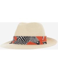 ALEXIA ALVAREZ DE TOLEDO - Panama Hat With Zebra Pattern Belt Raffia - Lyst