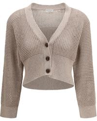Brunello Cucinelli - Sequined Mesh Cardigan Cotton; Polyester - Lyst