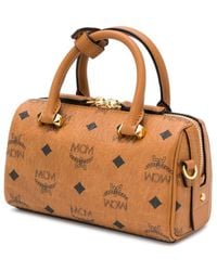 MCM - Visetos Monogram Mini Boston Bag Tote - Lyst