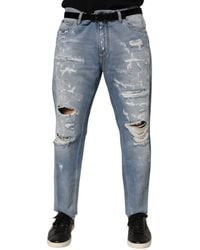 Dolce & Gabbana - Distressed Denim Jeans - Lyst