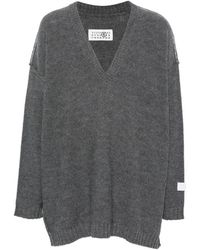 MM6 by Maison Margiela - V-Neck Drop-Shoulder Sweater - Lyst