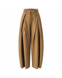 Max Mara - Mstaere Camel-Colored Stretch Wool Twill Wide-Leg Trousers Eith Faux-Leather Belt - Lyst