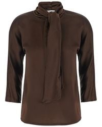 Jucca - Top With Bow Neck Silk Blouses - Lyst