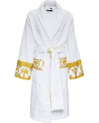 Versace - Terry Cotton Bathrobe With Baroque Pattern - Lyst