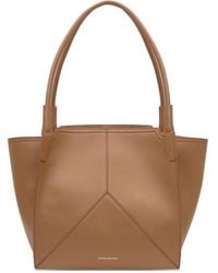 Victoria Beckham - Victoria Dark Tan Cmooth Calf Leather Unstructured Tote Bag With V-Stitching - Lyst