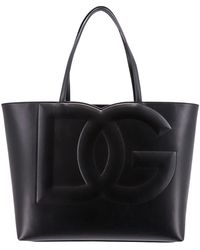 Dolce & Gabbana - Leather Shoulder Bag With Frontal Maxi Monogram - Lyst