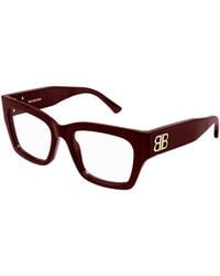 Balenciaga - Eyeglasses Rectangle Full Rim, Burgundy Frame And Clear Demo Lenses Lens Bb0325O004 - Lyst