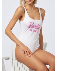 Mc2 Saint Barth - Scoopback One Piece Swimsuit Lora With Barbie Logo Barbie Special Edition - Lyst