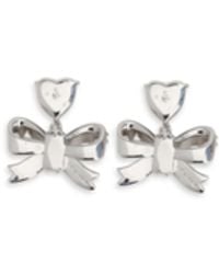 Self-Portrait - Heart-Shaped Crystal Bow Drop Earrings - Lyst