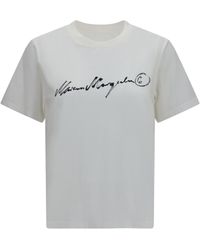 MM6 by Maison Margiela - Central-Print T-Shirt Cotton T-Shirts - Lyst