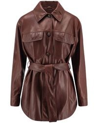 Brunello Cucinelli - Leather Jacket With Belt - Lyst