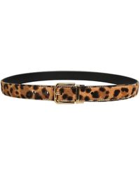 Dolce & Gabbana - Leopard Calf Hair Tone Buckle Belt Fur - Lyst