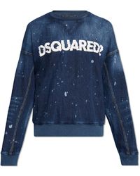 DSquared² - Denim Sweatshirt With Logo - Lyst