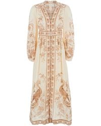 Zimmermann - Midi Dress Indra Plunge Linen - Lyst