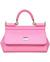 Dolce & Gabbana Small Sicily Bag In Dauphine Leather - Pink