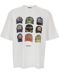 DSquared² - T-Shirt With Front Print And Back Logo - Lyst