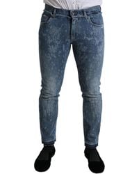 Dolce & Gabbana - Blue Washed Skinny Cotton Stretch Denim Jeans - Lyst