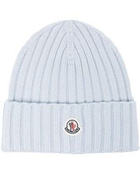 Moncler - Bright Ribbed Wool Beanie With Logo - Lyst