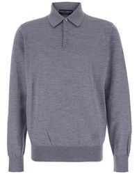 Dolce & Gabbana - Polo Shirt With Classic Collar And Tonal Logo Embroidery On The Front - Lyst