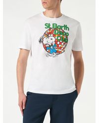 Mc2 Saint Barth - Cotton T-Shirt With St. Barth Disco Club And Snoopy Print Snoopy - Lyst