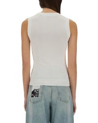 Moschino - Knit Top With Inlay Logo Viscose Polyamide Tops - Lyst
