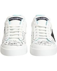 Dolce & Gabbana - Leather Graffiti Low Top Sneakers Shoes 100Lf - Lyst