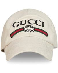 Gucci - Ivory Cotton Embroidered Baseball Cap - Lyst