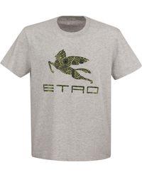 Etro - T-Shirt With Logo And Pegasus - Lyst