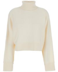 MICHAEL Michael Kors - Cropped Turtleneck Sweater With Logo Plaque - Lyst
