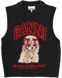 Ganni - Wool Jersey Waistcoat Waistcoats & Gilets - Lyst