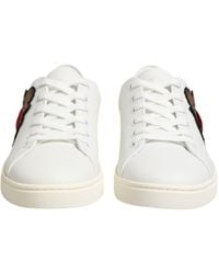 Dolce & Gabbana - Leather Sacred Heart Patch Sneakers Shoes Calf - Lyst