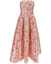 Philosophy Di Lorenzo Serafini - Longuette Dress With Flared Skirt And Floreal Print - Lyst
