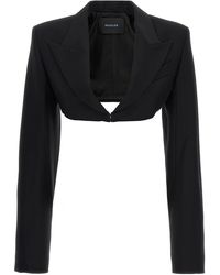 Mugler - Cropped Jacket With Padded Shoulders Jackets - Lyst