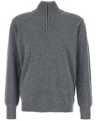 Roberto Collina - Ribbed Knit Sweater With High Neck And Half Zip Closure - Lyst
