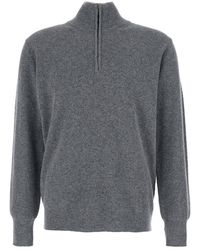 Roberto Collina - Ribbed Knit Sweater With High Neck And Half Zip Closure - Lyst