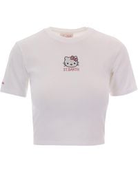 MC2 Saint Barth - Short-Sleeved Fitted T-Shirt With Rhinestone Details - Lyst