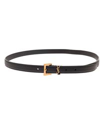 Saint Laurent - Leather Belt With Cassandre Detail Calf - Lyst