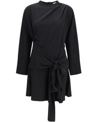 Ganni - Draped-Knot Crepe Mini Dress Recycled Polyester; Elastane - Lyst