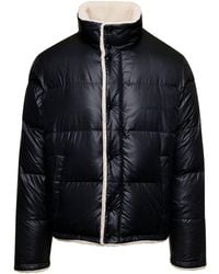 Saint Laurent - Down Jacket With Stand Collar And Logo Embroidery - Lyst