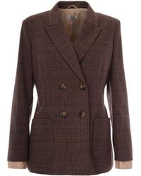 Liu Jo - Double-Breasted Plaid Blazer - Lyst