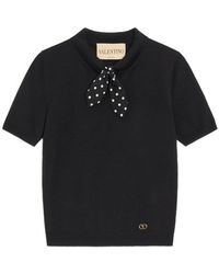 Valentino - Short-Sleeve Sweater Wool-Blend Viscose Jumpers - Lyst